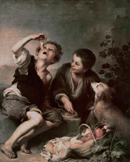 Only Boys Prints: The Pie Eating Bartolome Esteban Murillo (1617-1682 Spanish)