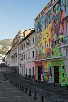 Ecuador Prints: The Pikachu mural, San Sebastian Neighbourhood, Quito, Pichincha, Ecuador, South America