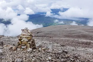Scotland Prints: A pile of stones made by hikers and climbers along the Mountain Track (Tourist Route)