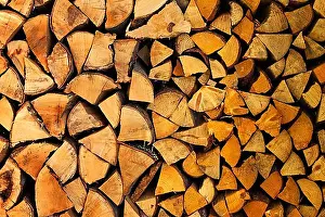 Lighted Prints: Pile of wood logs ready for winter