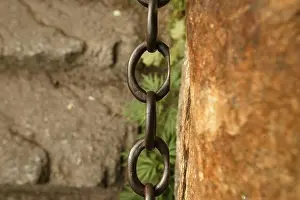 Link Prints: pilgrim path along stone steps with worn down chain handrail