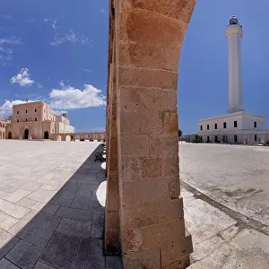 Basilica Prints: Pilgrimage church San Maria de Finibus Terrae and lighthouse