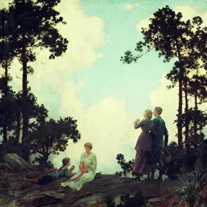 Small Group Of People Prints: Under the Pines. Charles Courtney Curran (1861-1942)