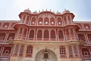 India Prints: Pink Courtyard At The City Palace, Jaipur, Rajasthan, India