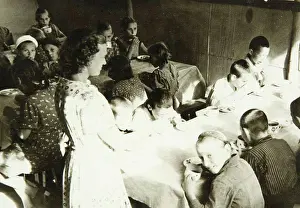 Soviet Union Prints: A Pioneers camp canteen by Russian Photographer /State Central Museum of Contemporary History of Russia