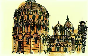 John Newcomb Prints: Pisa Cathedral John Newcomb, Ink drawing, 1961