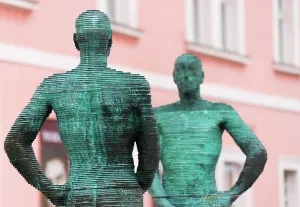 Czech Republic Prints: Detail of The Piss sculpture by David Cerny