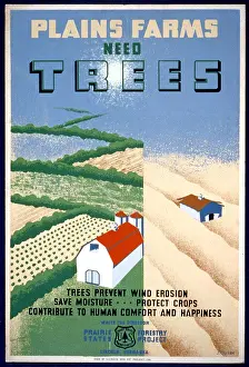 Archival Illustrations Prints: Plains farms need trees Trees prevent wind erosion