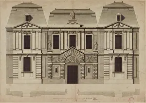 Jacques Prints: Plan and Elevation of the Facade of the Carnavalet Hotel