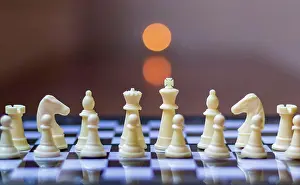 Mathematics Prints: Plastic chess pieces in the foreground