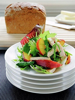 Leafy Prints: Plate of turkey and peach salad