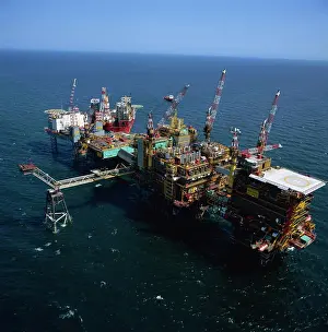 Platform Prints: Platform and drilling rigs, Morecambe Bay gas field, England, United Kingdom, Europe