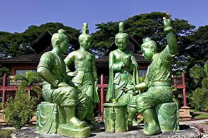 Burma Prints: Player statues, Taungu, Bago Division, Myanmar, Burma, Asia