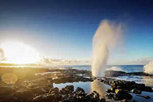 Seas Prints: Poipu, blow hole, Kauai Island, Hawaii, United States of America, North America