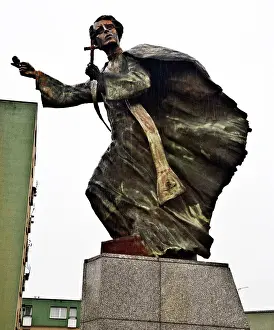 Capital Cities Prints: Poland, Warsaw, Memorial statue of Jan Skorupka in Praga District