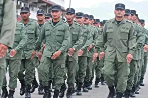 Uniform Prints: Policemen marching at Panamanian National Police forces, Panama
