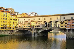 Italienisch Prints: Ponte Vecchio Firenze estate Florence Ponte Vecchio view at summer