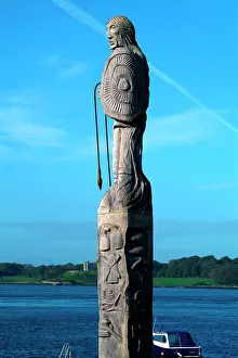 Boats Prints: Portaferry, County Down, Ireland; Viking statue