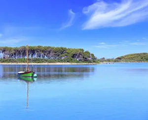 Reise Prints: Porto Cesareo beach In the background the Islet of the Rabbits