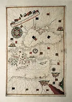Western Art Prints: Portolan chart, 1587. Map of England