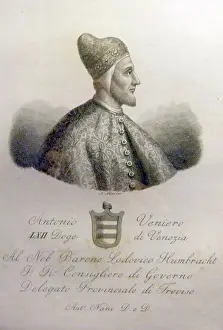 Venetian Prints: Portrait of Antonio Venier 1400. The Venetian Doge