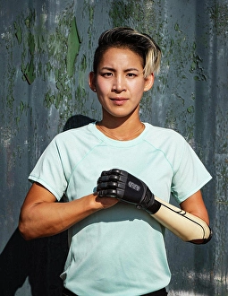 Disability Prints: Portrait of athlete woman with prosthetic arm
