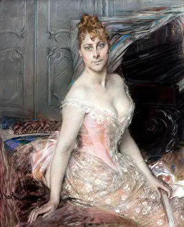 Gown Prints: Portrait of the Baroness Malvina-Marie Vitta, Boldini, Giovanni (1842-1931)
