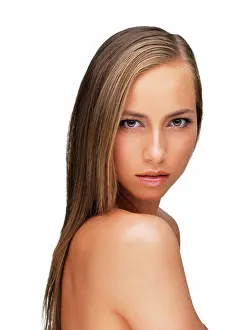 Perfect Prints: Portrait, beauty and skincare with shoulder of woman in studio isolated on white background for wellness