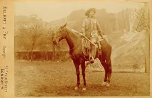 One Mid Adult Man Only Prints: Portrait of Buffalo Bill Cody riding horseback