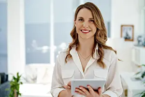Case Prints: Portrait, business and woman with tablet in office or legal research