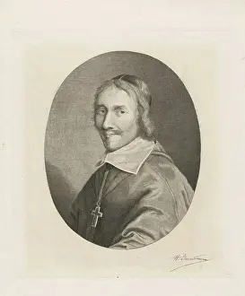 1860 Prints: Portrait of Cardinal Mazarin, Herman Löwenstam, 1860