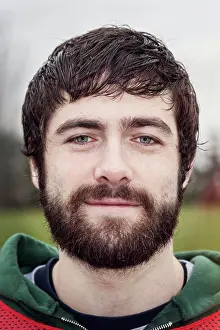 Midadult Men Prints: Portrait of a Caucasian man with brown hair and a beard