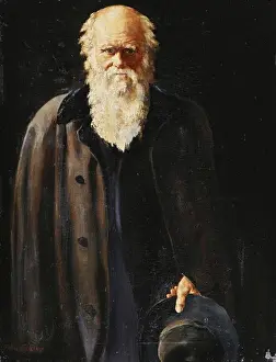 White Hair Prints: Portrait of Charles Darwin, standing three quarter length