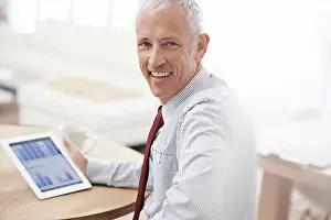 Invest Prints: Portrait, charts and screen with man