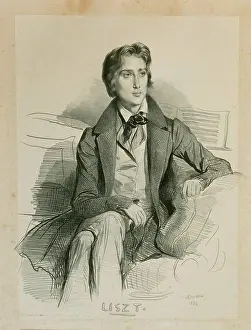 Graphic Arts Prints: Portrait of the composer Franz Liszt (1811-1886), Devéria, Achille (1800-1857)