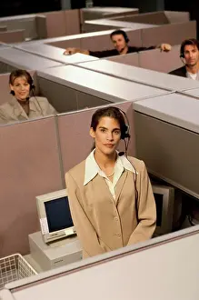 Business Suit Prints: Portrait of customer service representatives in cubicles