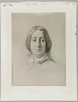 Gravure Prints: Portrait of George Sand in 1844 Alexandre Damien Manceau (1817-1865)