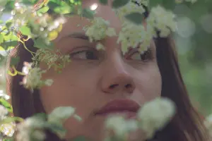 Drinking Age Prints: portrait of a girl in white flowers