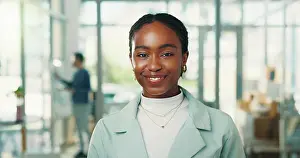 Ambition Prints: Portrait, happy and woman with internship in office