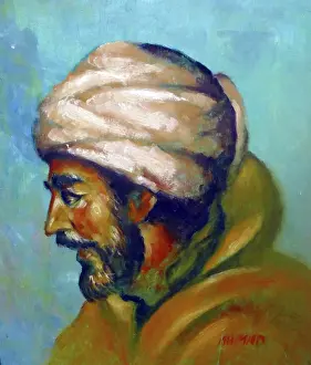 14th Century Prints: Portrait of Ibn Khaldun. Ibn Khaldun (1332-1406) a leading Tunisian Arab historiographer and historian