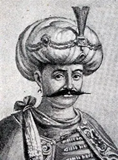 Ottoman Prints: Portrait of Ibrahim I (1615-1648) Sultan of the Ottoman Empire. Dated 17th Century
