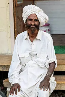 Sikh Prints: Portrait of an Indian man with turban; Jaisalmer, Rajasthan, India