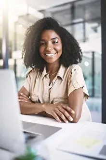 Paperwork Prints: Portrait, laptop and black woman with notes