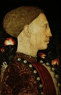 Profile Prints: Portrait of Lionello d'Este Pisanello (Antonio Pisano) 1395-1455 /Italian Fresco Accademia Carrara
