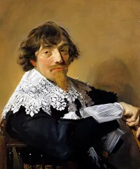 Dutch Prints: Portrait of a Man painted by Frans Hals (1582-1666)
