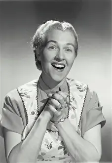 Facial Expression Prints: Portrait of a mid adult woman smiling