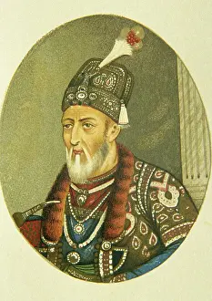 Monarch Prints: Portrait of mughal emperor bahadur shah II, india