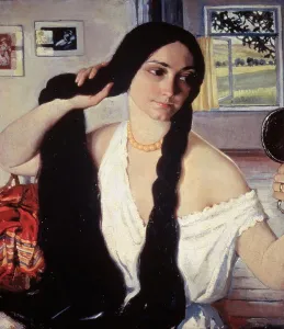 Home Prints: Portrait of O. Landsere by Zinaida Evgen'ev Serebryakova