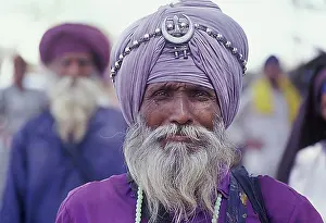 Priest Prints: Portrait of an old Akali Nihang ( Sikh warrior-priest )