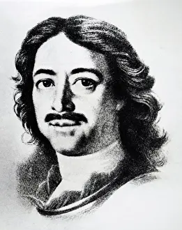 Emperor Prints: Portrait of Peter the Great (1672-1725) ruler of the Tsardom of Russia and later the Russian Empire
